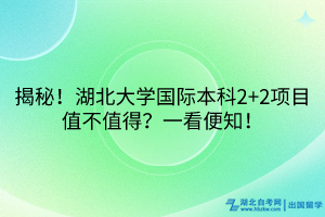 揭秘！湖北大學(xué)國際本科2+2項目值不值得？一看便知！