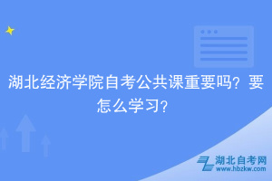 湖北經(jīng)濟(jì)學(xué)院自考公共課重要嗎？要怎么學(xué)習(xí)？
