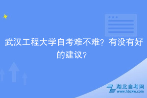 武漢工程大學自考難不難？有沒有好的建議？