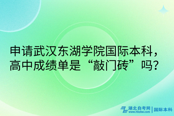 申請武漢東湖學(xué)院國際本科，高中成績單是“敲門磚”嗎？