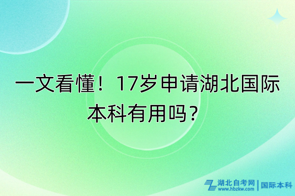 一文看懂！17歲申請湖北國際本科有用嗎？