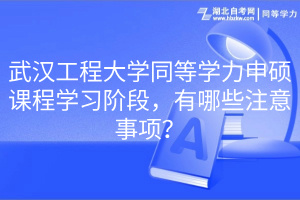 武漢工程大學(xué)同等學(xué)力申碩課程學(xué)習(xí)階段，有哪些注意事項？