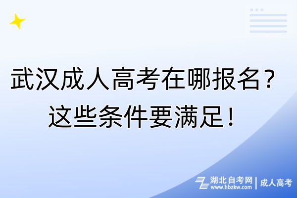 武漢成人高考在哪報(bào)名？這些條件要滿足！