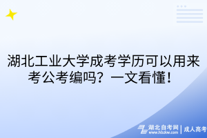 湖北工業(yè)大學(xué)成考學(xué)歷可以用來考公考編嗎？一文看懂！