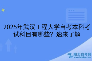 2025年武漢工程大學(xué)自考本科考試科目有哪些？速來(lái)了解