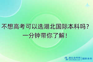 不想高考可以選湖北國際本科嗎？一分鐘帶你了解！