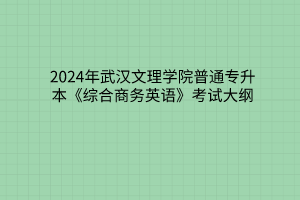 2024年武漢文理學院普通專升本《綜合商務英語》考試大綱
