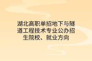 湖北高職單招地下與隧道工程技術(shù)專業(yè)公辦招生院校、就業(yè)方向