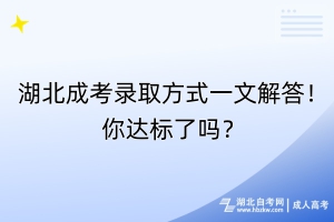 湖北成考錄取方式一文解答！你達(dá)標(biāo)了嗎？