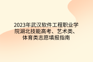 2023年武漢軟件工程職業(yè)學(xué)院湖北技能高考、藝術(shù)類、體育類志愿填報指南