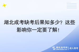 湖北成考缺考后果知多少？這些影響你一定要了解！