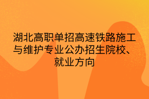 湖北高職單招高速鐵路施工與維護專業(yè)公辦招生院校、就業(yè)方向