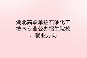 湖北高職單招石油化工技術(shù)專業(yè)公辦招生院校、就業(yè)方向