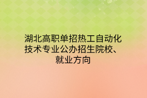 湖北高職單招熱工自動化技術(shù)專業(yè)公辦招生院校、就業(yè)方向
