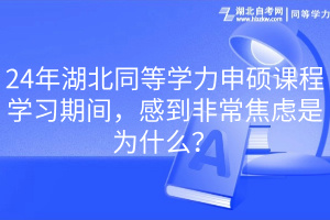 24年湖北同等學(xué)力申碩課程學(xué)習(xí)期間，感到非常焦慮是為什么？