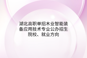 湖北高職單招木業(yè)智能裝備應(yīng)用技術(shù)專業(yè)公辦招生院校、就業(yè)方向