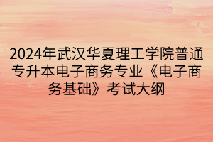 2024年武漢華夏理工學院普通專升本電子商務(wù)專業(yè)《電子商務(wù)基礎(chǔ)》考試大綱