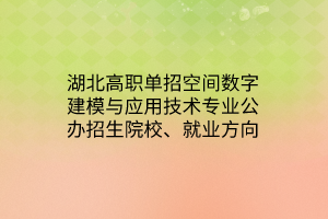 湖北高職單招空間數(shù)字建模與應(yīng)用技術(shù)專業(yè)公辦招生院校、就業(yè)方向