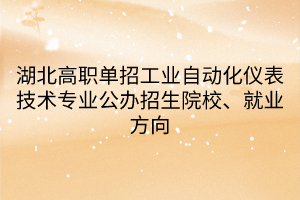 湖北高職單招工業(yè)自動(dòng)化儀表技術(shù)專業(yè)公辦招生院校、就業(yè)方向