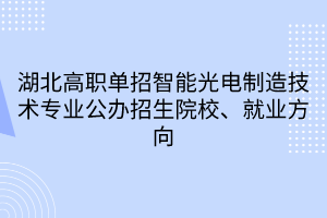 湖北高職單招智能光電制造技術(shù)專業(yè)公辦招生院校、就業(yè)方向