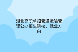 湖北高職單招管道運(yùn)輸管理專業(yè)公辦招生院校、就業(yè)方向