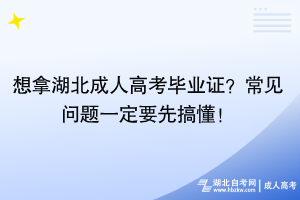 想拿湖北成人高考畢業(yè)證？常見問題一定要先搞懂！