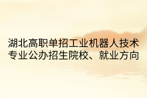 湖北高職單招工業(yè)機(jī)器人技術(shù)專業(yè)公辦招生院校、就業(yè)方向