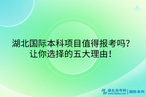 湖北國(guó)際本科項(xiàng)目值得報(bào)考嗎？讓你選擇的五大理由！