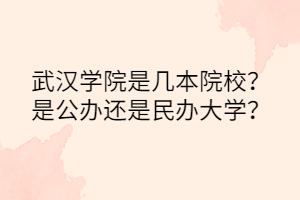 武漢學(xué)院是幾本院校？是公辦還是民辦大學(xué)？