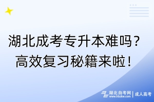 湖北成考專升本難嗎？高效復(fù)習(xí)秘籍來啦！