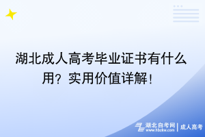 湖北成人高考畢業(yè)證書有什么用？實(shí)用價(jià)值詳解！