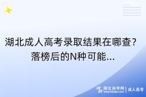 湖北成人高考錄取結(jié)果在哪查？落榜后的N種可能...