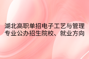 湖北高職單招電子工藝與管理專業(yè)公辦招生院校、就業(yè)方向