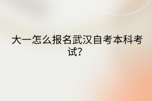 大一怎么報名武漢自考本科考試？