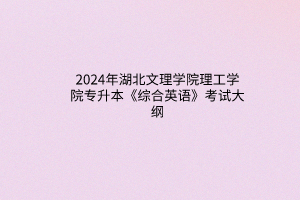 2024年湖北文理學院理工學院專升本《綜合英語》考試大綱