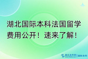 湖北國(guó)際本科法國(guó)留學(xué)費(fèi)用公開(kāi)！速來(lái)了解！