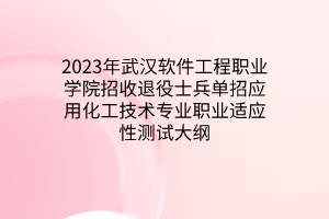 2023年武漢軟件工程職業(yè)學院招收退役士兵單招應用化工技術專業(yè)職業(yè)適應性測試大綱