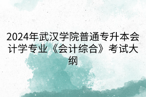 2024年武漢學(xué)院普通專升本會計學(xué)專業(yè)《會計綜合》考試大綱