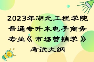 2023年湖北工程學院普通專升本電子商務專業(yè)《市場營銷學》考試大綱