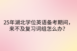 25年湖北學(xué)位英語(yǔ)備考期間，來(lái)不及復(fù)習(xí)詞組怎么辦？