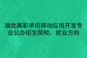 湖北高職單招移動(dòng)應(yīng)用開(kāi)發(fā)專(zhuān)業(yè)公辦招生院校、就業(yè)方向