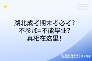 湖北成考期末考必考？不參加=不能畢業(yè)？真相在這里！