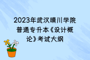 2023年武漢晴川學院普通專升本《設(shè)計概論》考試大綱