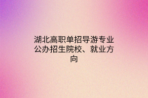 湖北高職單招導游專業(yè)公辦招生院校、就業(yè)方向