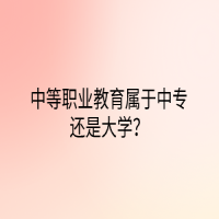 中等職業(yè)教育屬于中專還是大學(xué)？