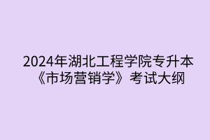 2024年湖北工程學(xué)院專升本電子商務(wù)專業(yè)《市場營銷學(xué)》考試大綱