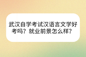 武漢自學(xué)考試漢語(yǔ)言文學(xué)好考嗎？就業(yè)前景怎么樣？