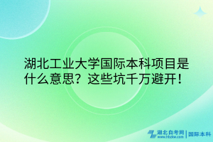 湖北工業(yè)大學(xué)國(guó)際本科項(xiàng)目是什么意思？這些坑千萬(wàn)避開(kāi)！