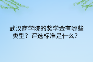 武漢商學院的獎學金有哪些類型？評選標準是什么？