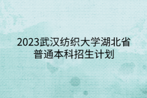 2023武漢紡織大學(xué)湖北省普通本科招生計劃